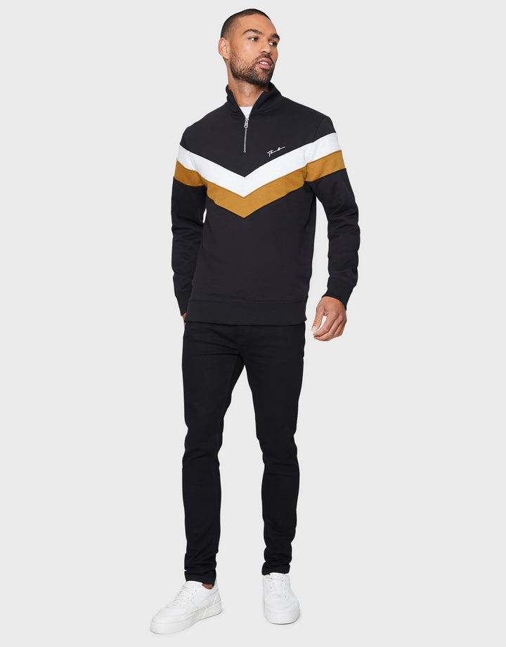 Black Stripe Quarter-Zip Jumper