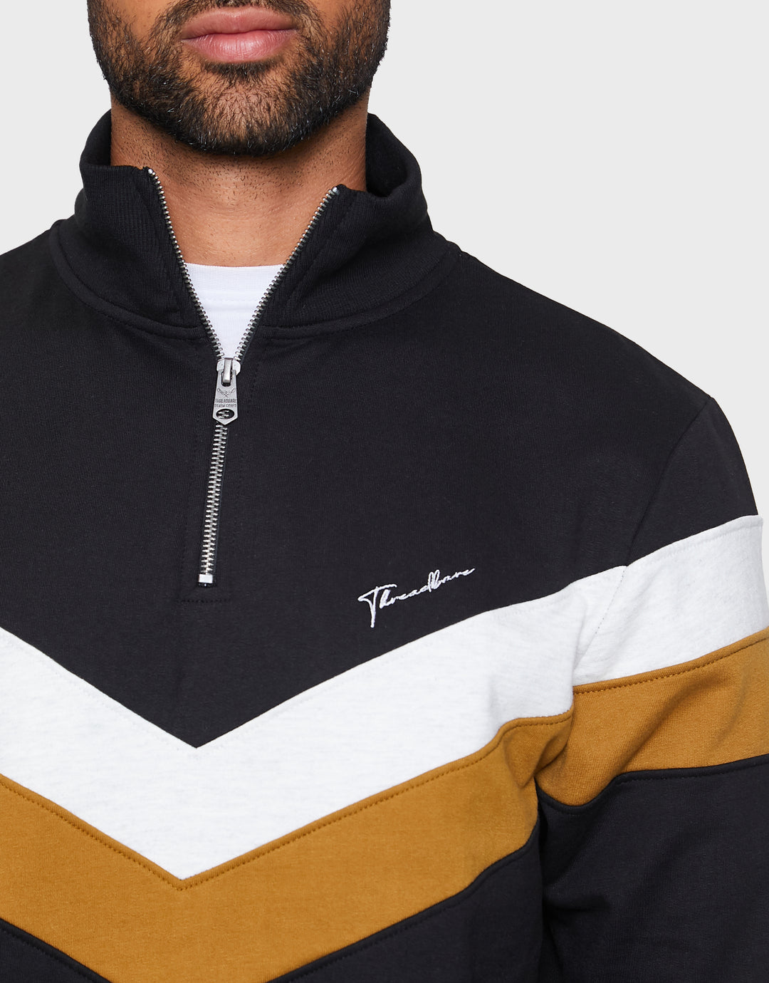 Black Stripe Quarter-Zip Jumper