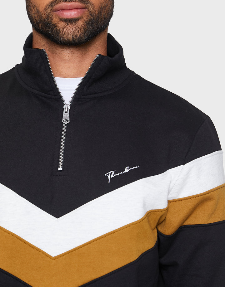 Black Stripe Quarter-Zip Jumper