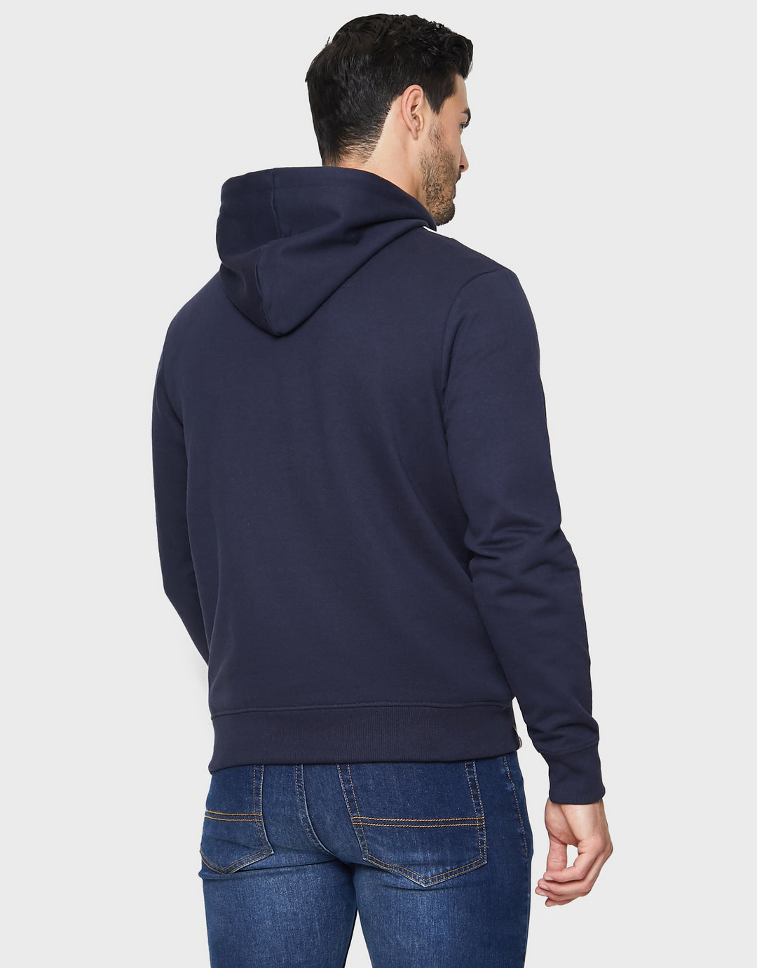Navy Colourblock Pullover Hoodie
