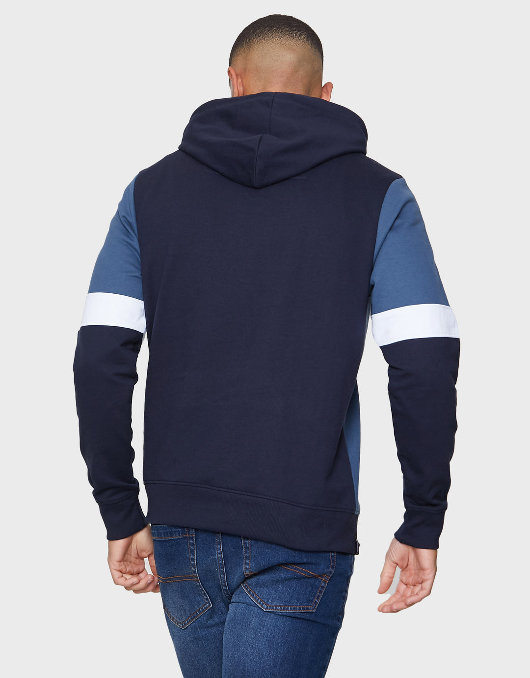 Navy Colourblock Pullover Hoodie