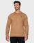 Camel Brown Long Sleeve Fleece Polo Shirt