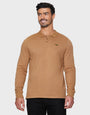 Camel Brown Long Sleeve Fleece Polo Shirt