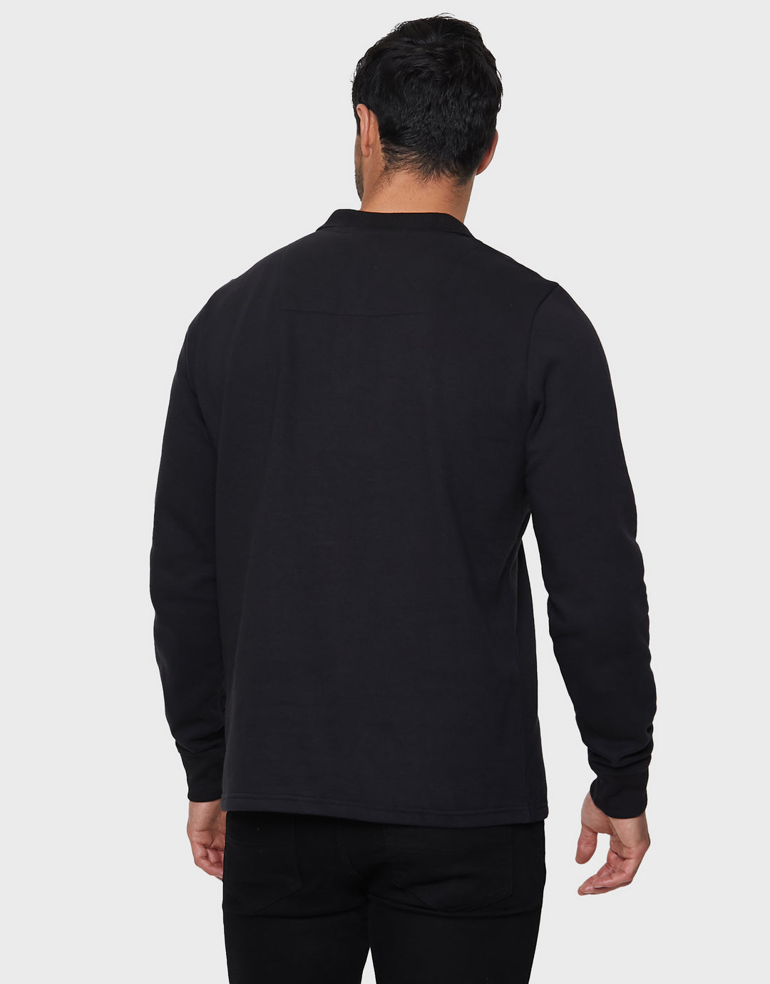 Black Long Sleeve Fleece Polo Shirt
