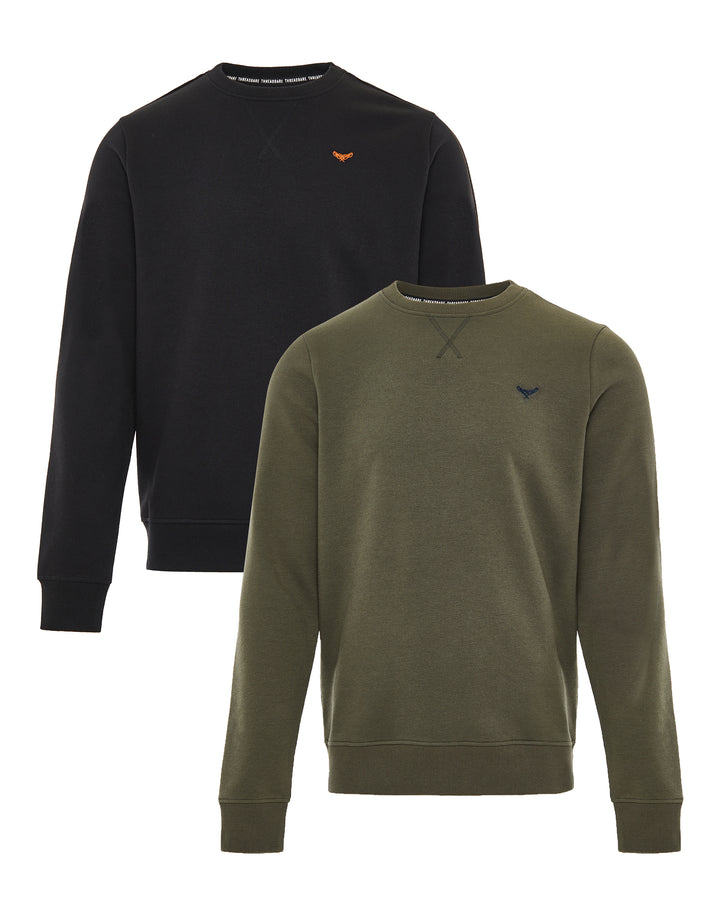 Black & Khaki Crew Neck Sweatshirts (2 Pack)