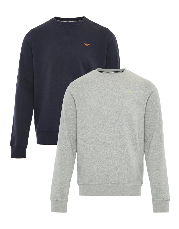 Navy & Grey Marl Crew Neck Sweatshirts (2 Pack)