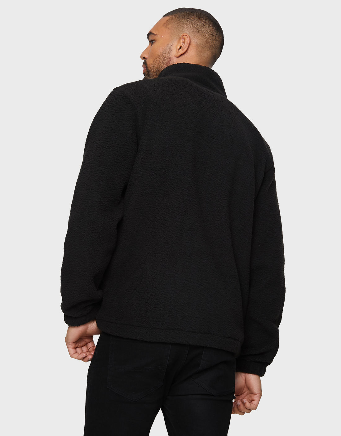 Men's Black Faux Borg Full Zip Fleece Jacket – Threadbare