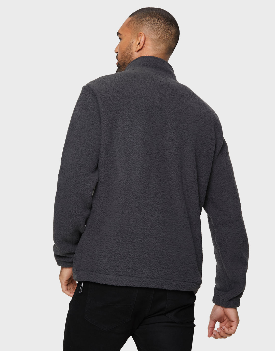 Charcoal Grey Faux Borg Quarter Zip Fleece