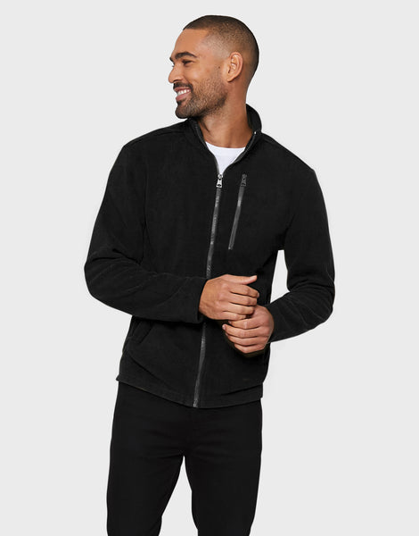 Men's Black Classic Full Zip Fleece Jacket – Threadbare