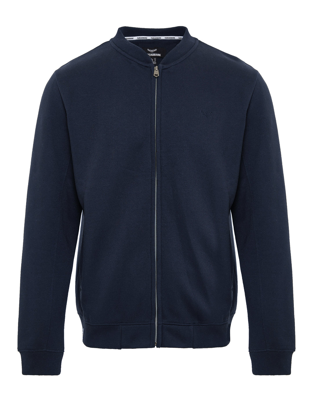 Navy Zip Up Fleece Varsity Jacket