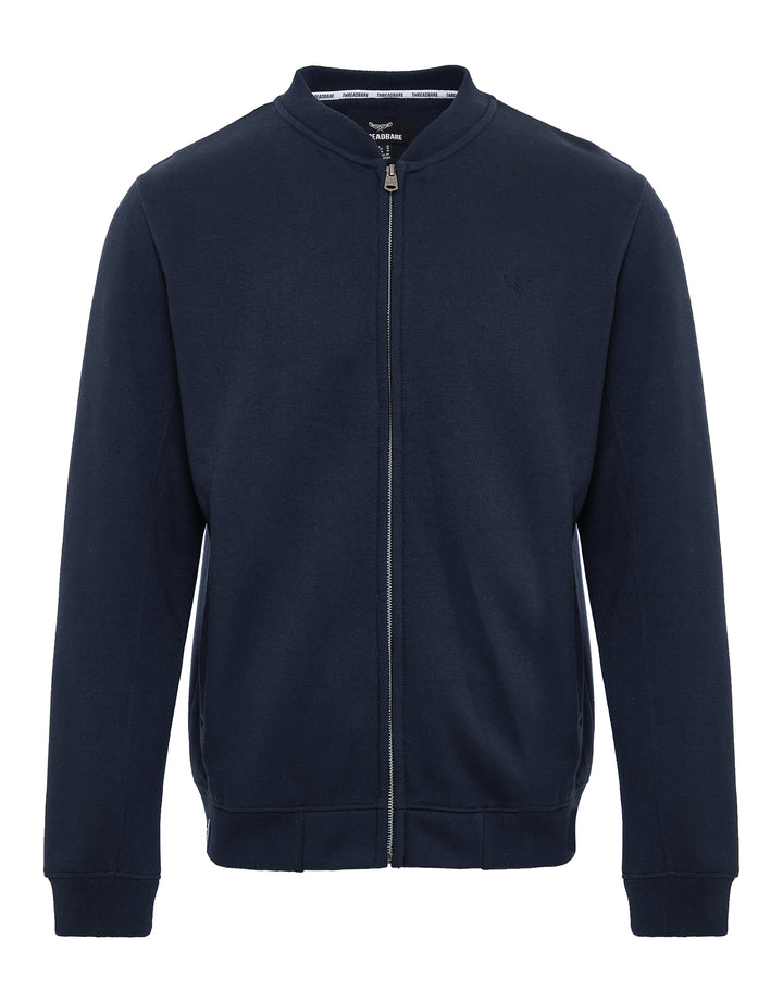 Navy Zip Up Fleece Varsity Jacket