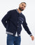 Navy Fleece Baseball Varsity Jacket