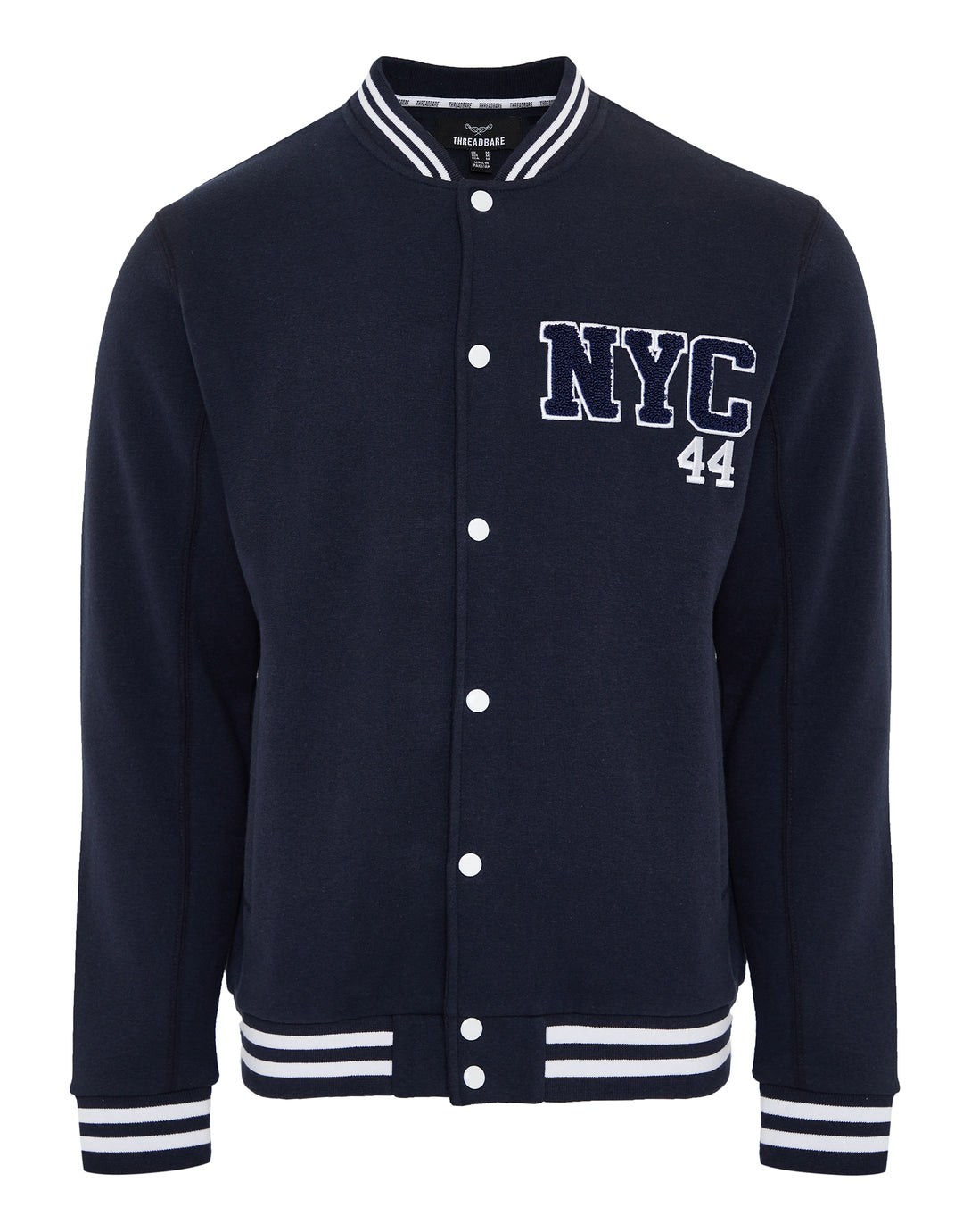 Navy Fleece Baseball Varsity Jacket