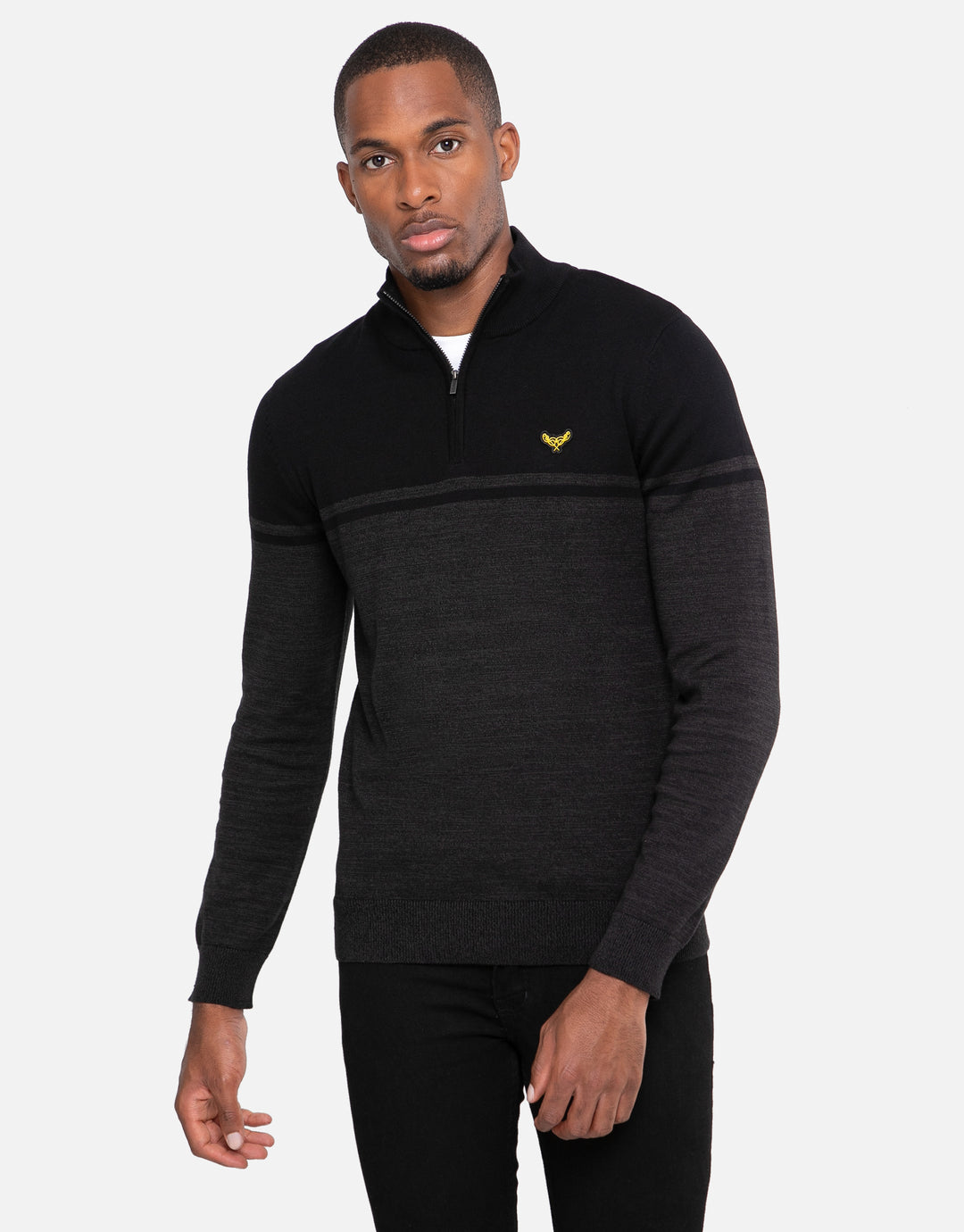 Black Two Tone Quarter Zip Jumper