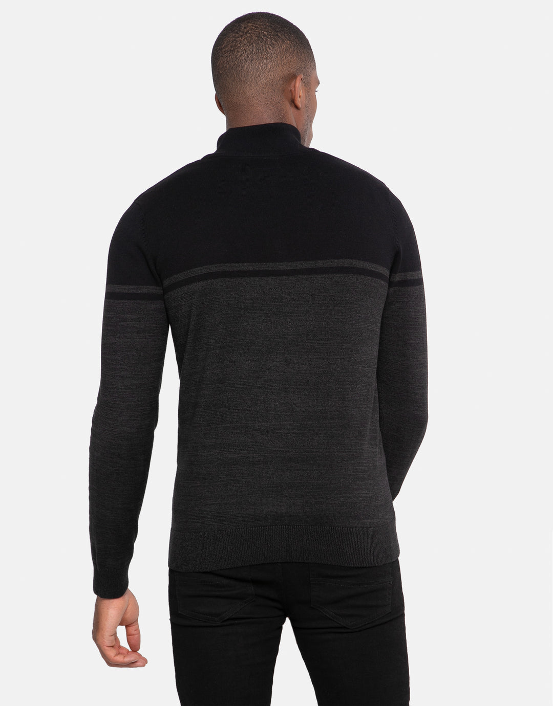 Black Two Tone Quarter Zip Jumper