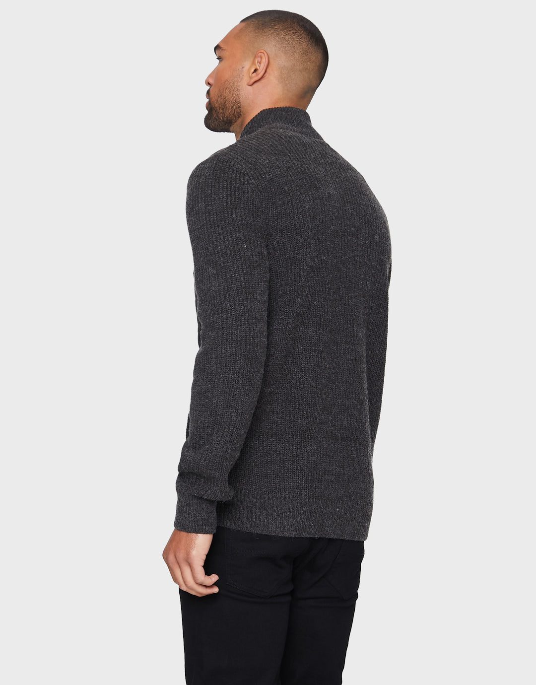 Charcoal Grey Cable Knit Zip Up Cardigan