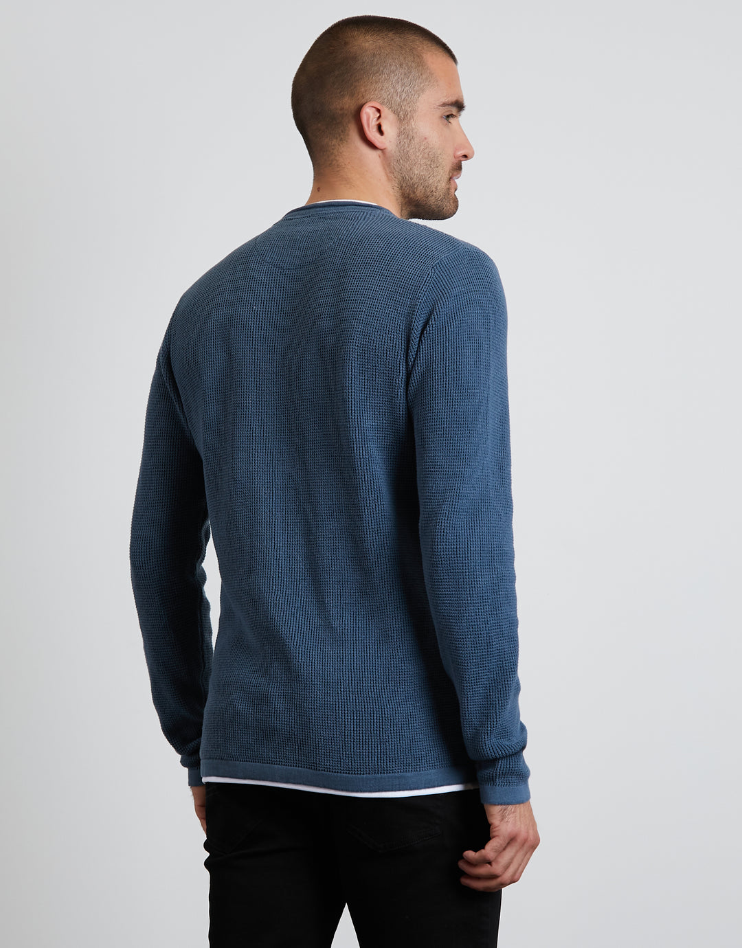Denim Blue Mock T-Shirt Jumper