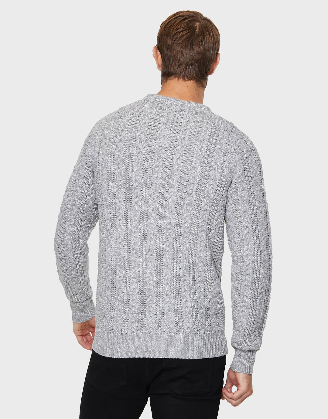 Light Grey Ecru Twist Cable Knit Jumper