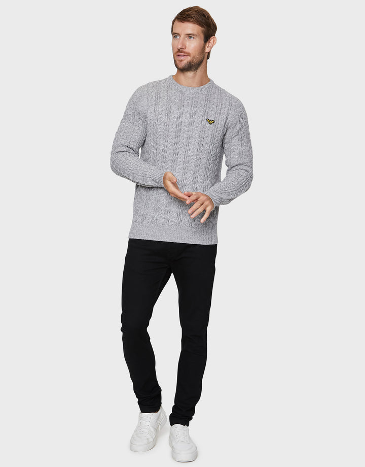 Light Grey Ecru Twist Cable Knit Jumper