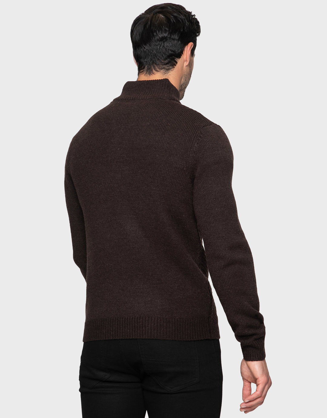 Chocolate Brown Button Up Funnel Neck Jumper