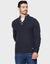 Navy Open Button Turtleneck Jumper