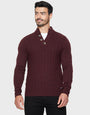 Burgundy Open Button Turtleneck Jumper