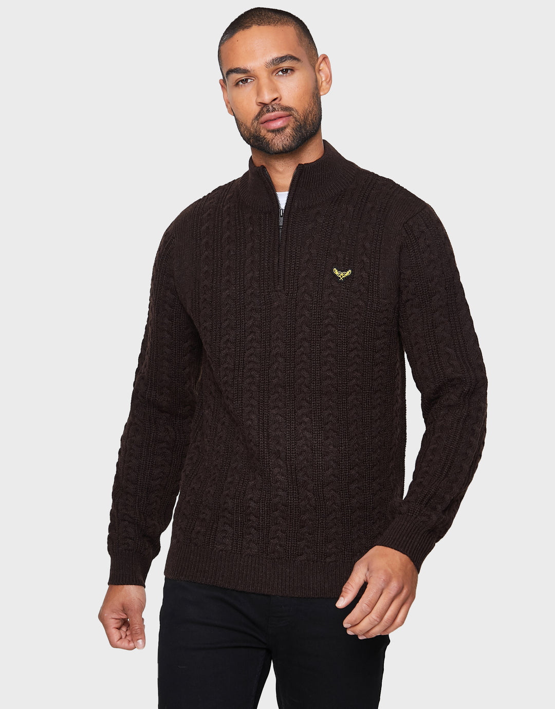 Chocolate Brown Quarter Zip Jumper