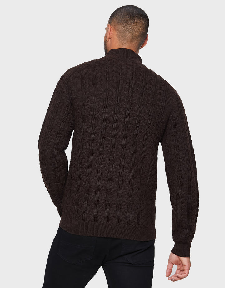 Chocolate Brown Quarter Zip Jumper