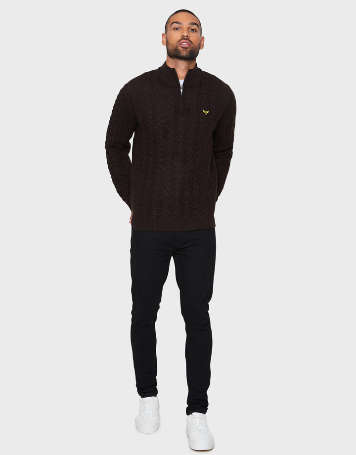 Chocolate Brown Quarter Zip Jumper