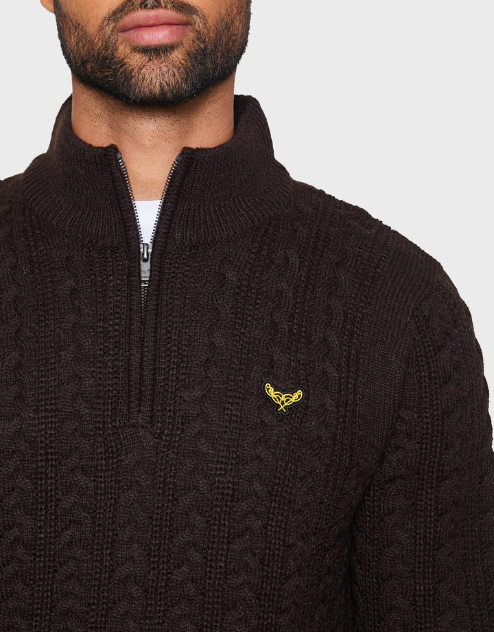 Chocolate Brown Quarter Zip Jumper