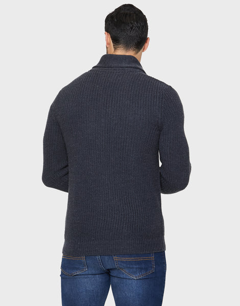 Men's Blue Shawl Jumper – Threadbare