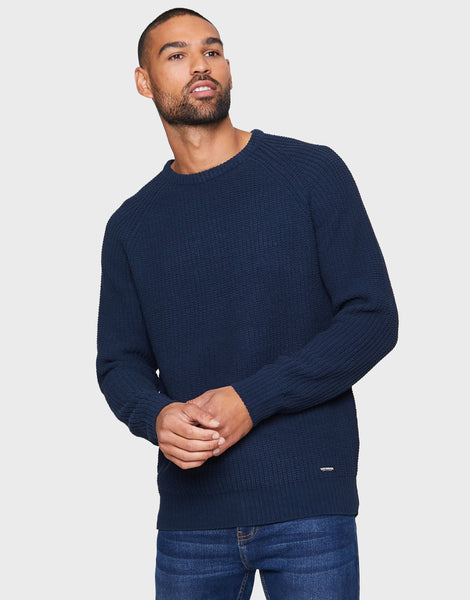 Men's Navy Blue Crew Neck Jumper – Threadbare