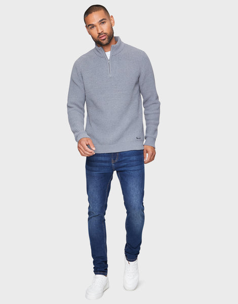 Men's Grey Quarter Zip Jumper – Threadbare