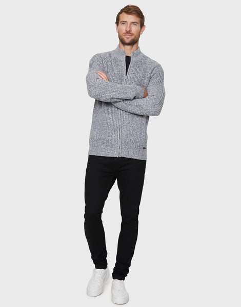 Men's Light Grey Full-Zip Cardigan – Threadbare