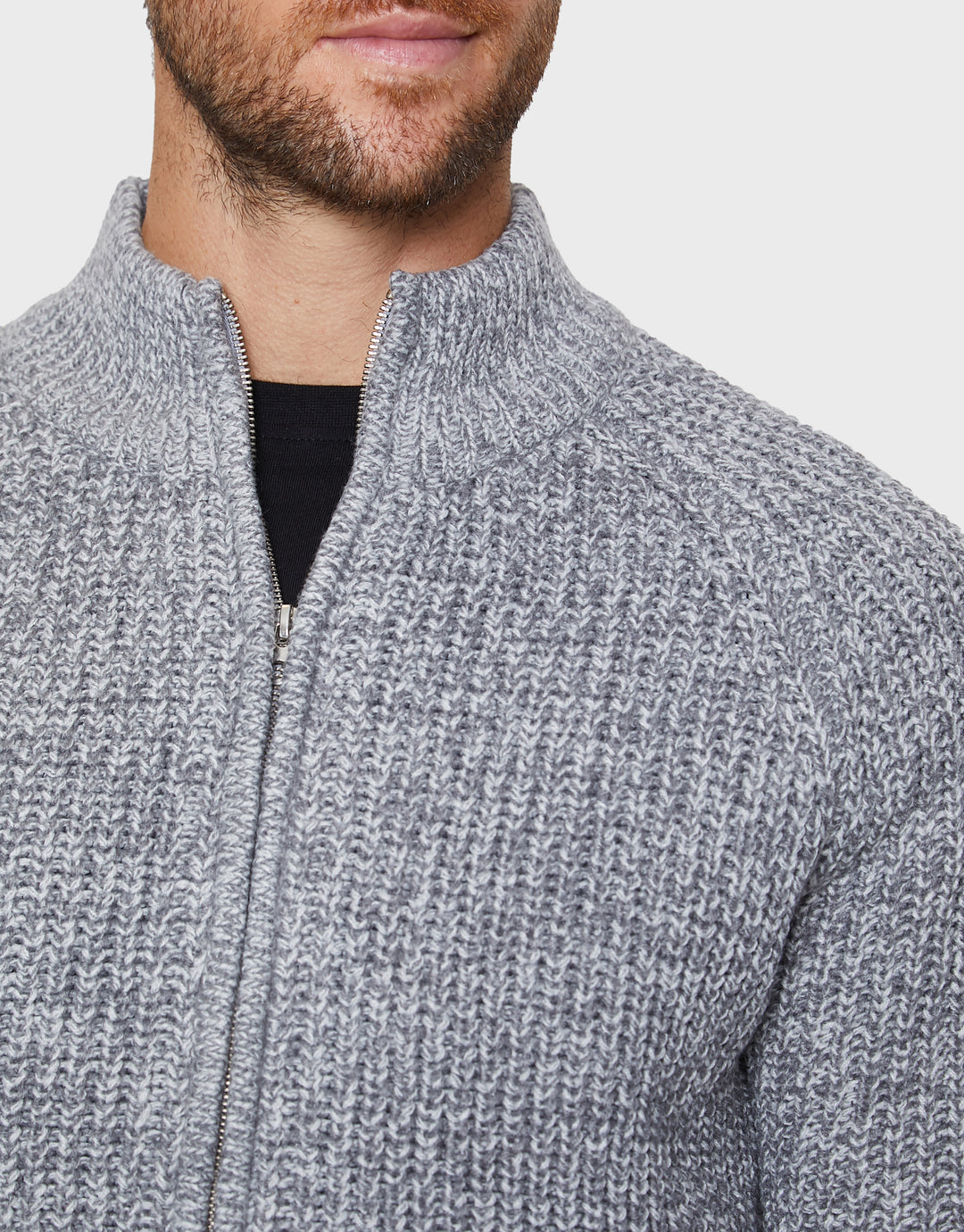 Light Grey Full-Zip Cardigan