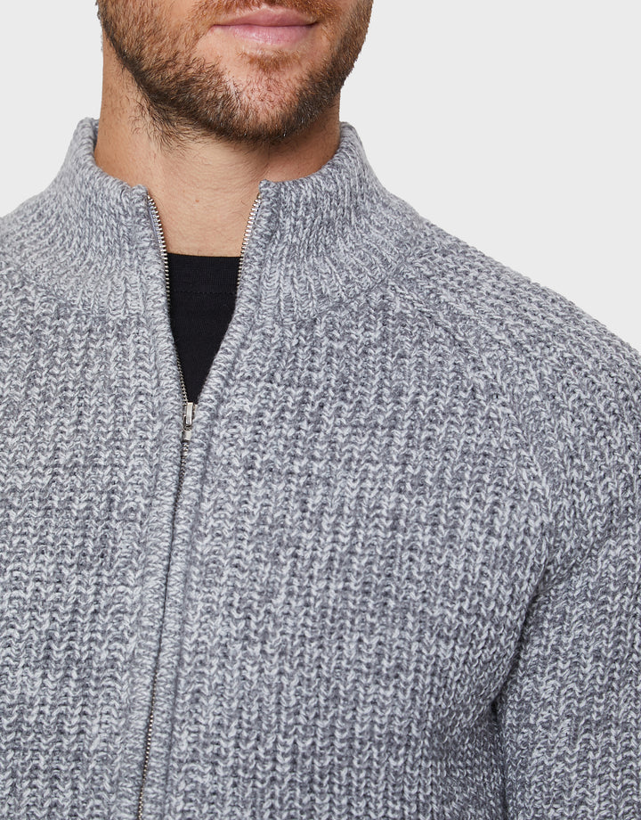 Light Grey Full-Zip Cardigan