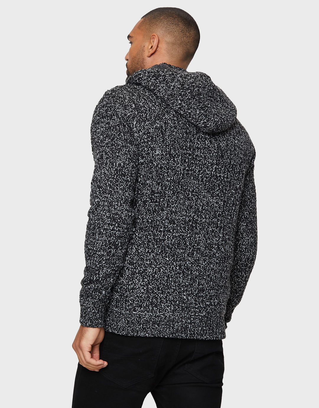 Jet Black Ecru Twist Zip-Through Hoodie