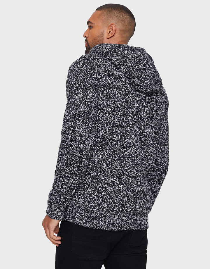 Black Ecru Twist Zip-Through Hoodie