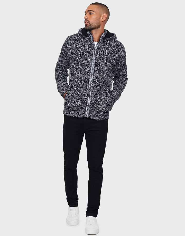 Black Ecru Twist Zip-Through Hoodie