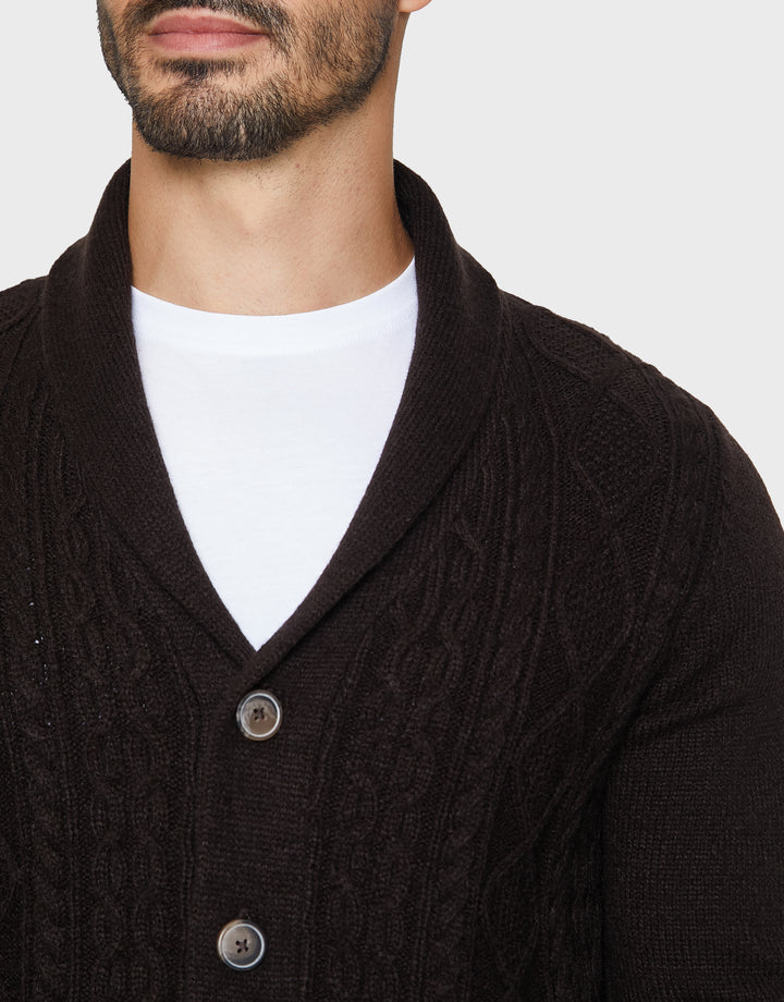 Chocolate Brown Shawl Cardigan