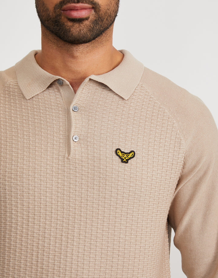Stone Long Sleeve Polo Jumper
