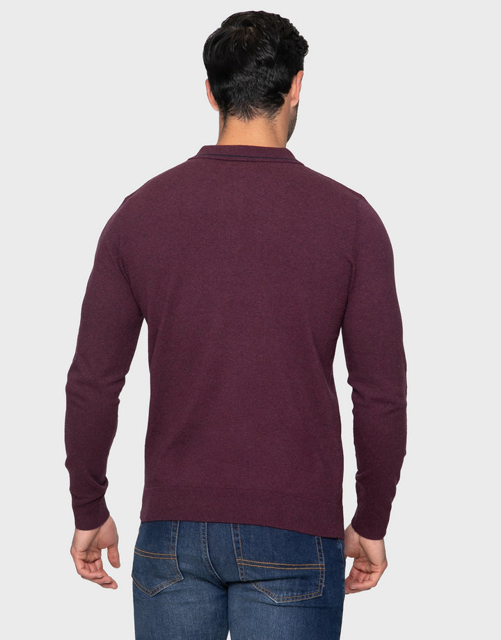 Burgundy Quarter Zip Polo Jumper