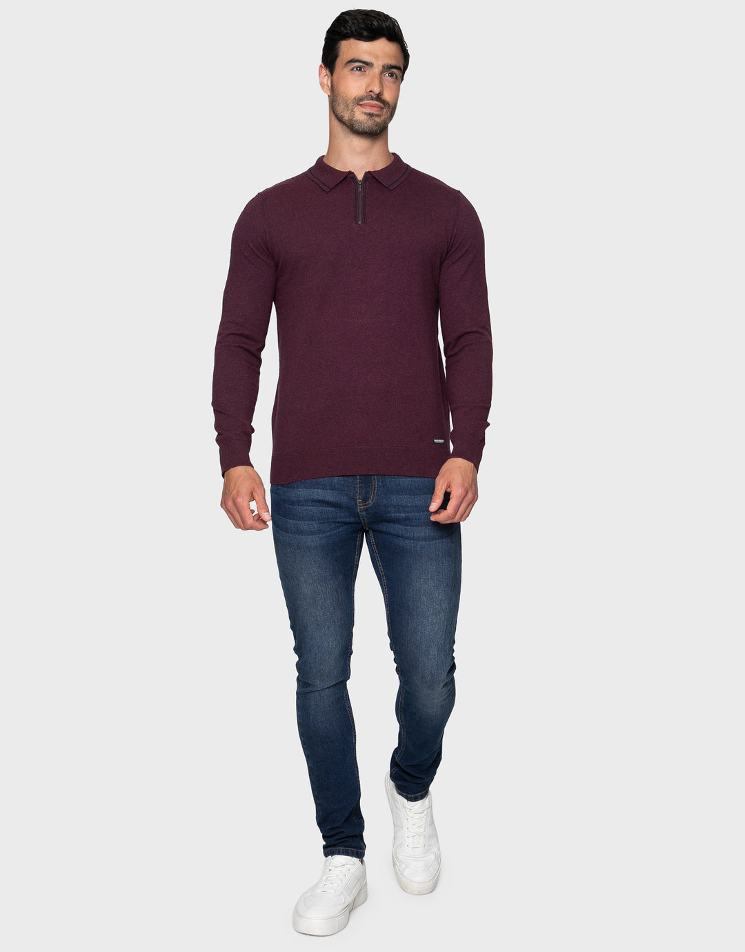 Burgundy Quarter Zip Polo Jumper