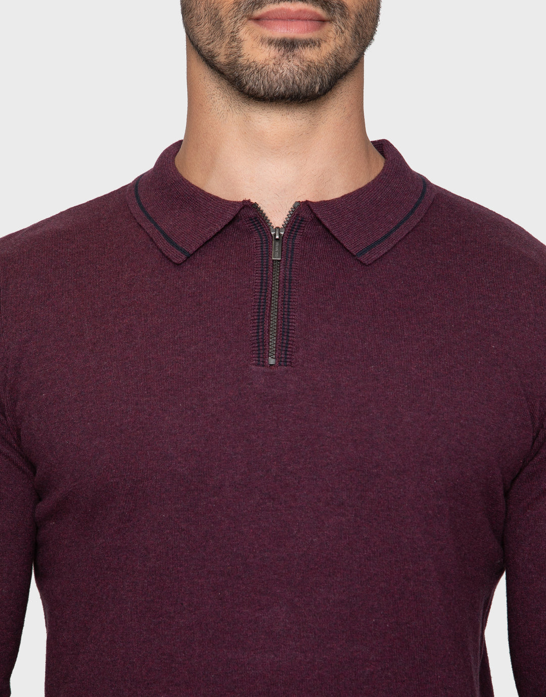 Burgundy Quarter Zip Polo Jumper