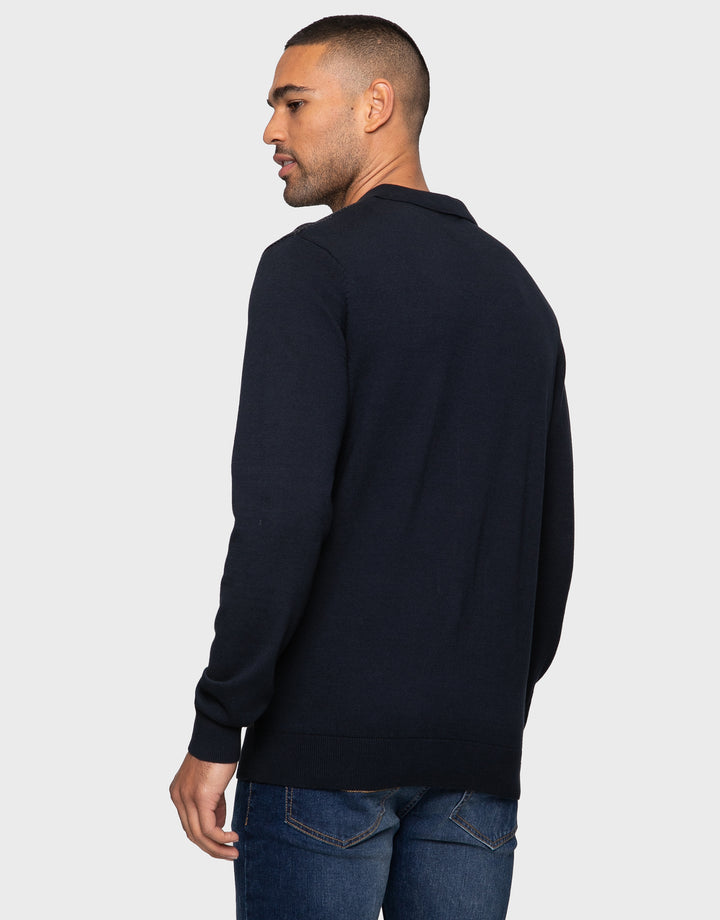 Navy & Charcoal Polo Jumper