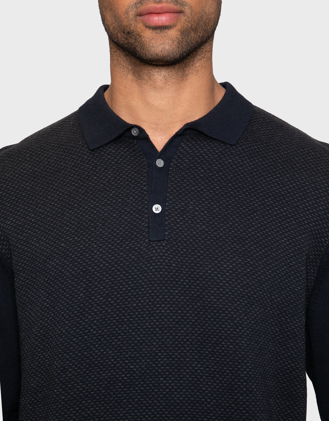 Navy & Charcoal Polo Jumper