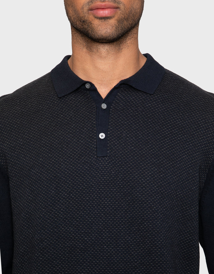 Navy & Charcoal Polo Jumper