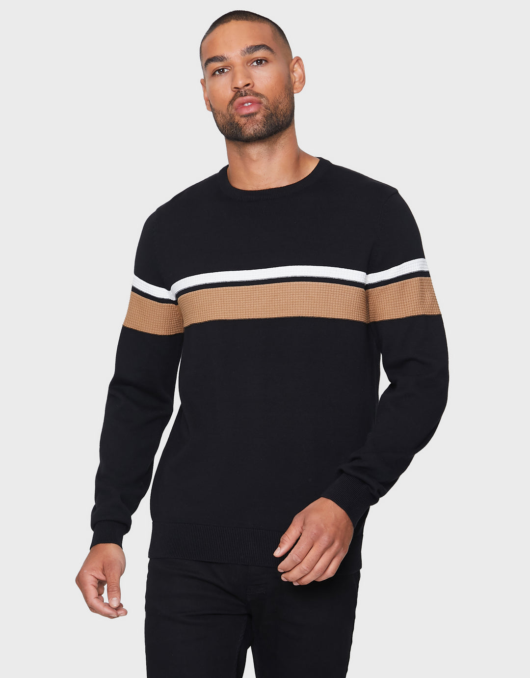 Jet Black Mix Colourblock Jumper