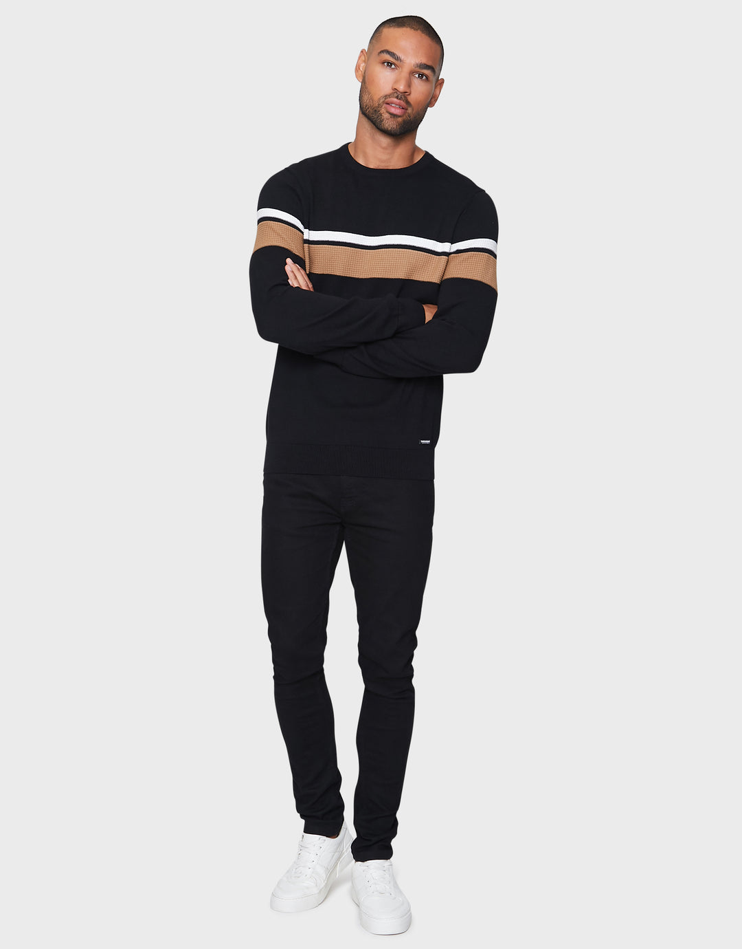 Jet Black Mix Colourblock Jumper