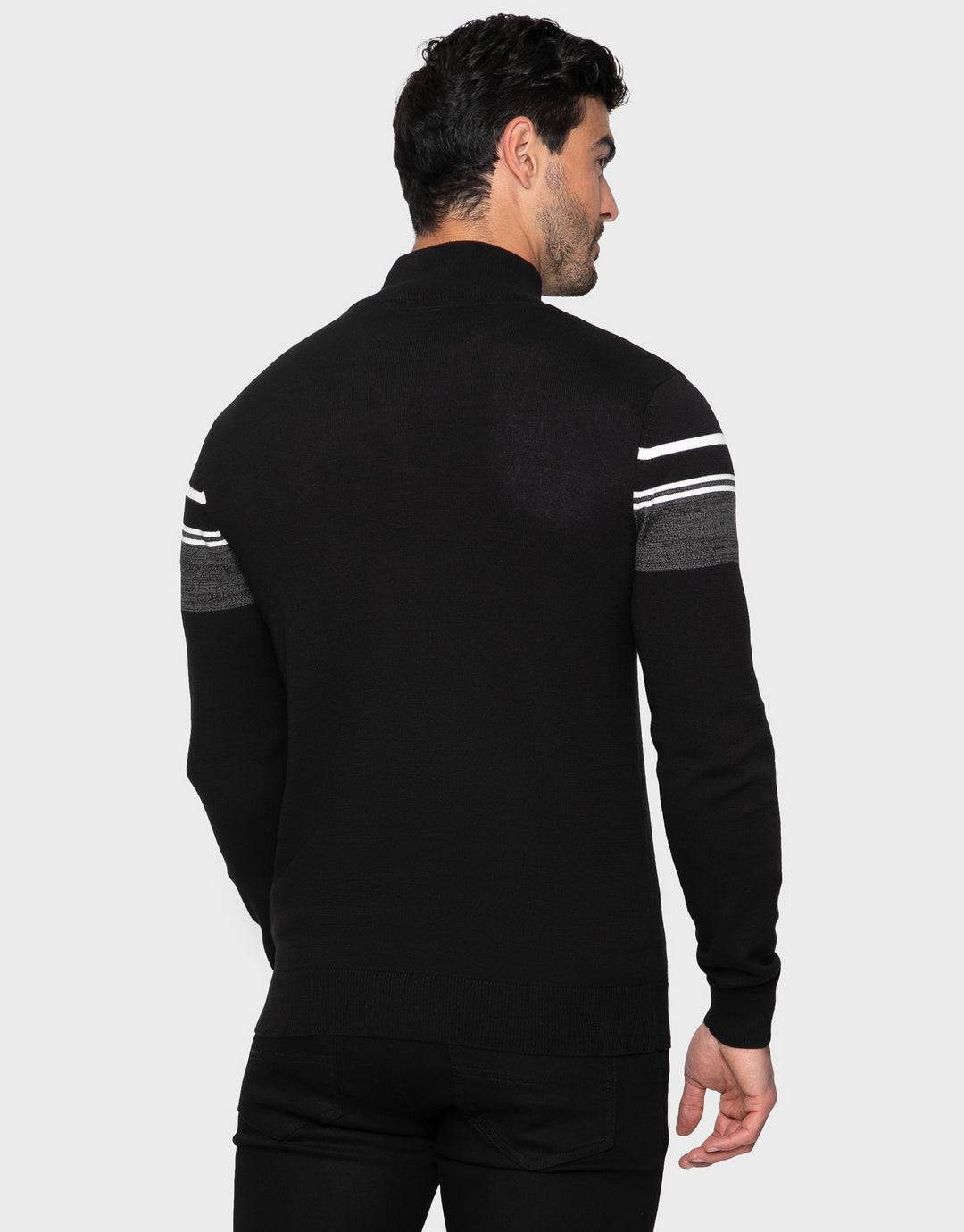 Black Mix Quarter Zip Colourblock Jumper